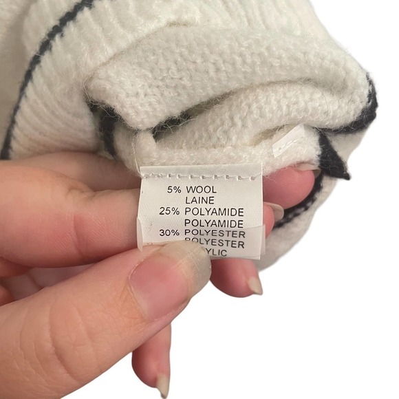 Anna Kay White Button Down Sweater W/Black Stripes & Gold Buttons - Picture 2 of 6